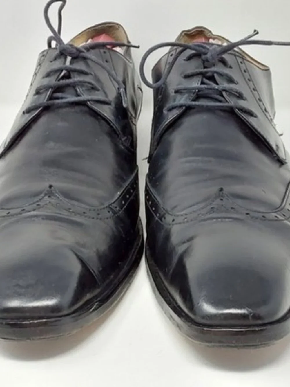 DeLaRentis Italian Couture Men's Wingtip Derby Shoes Black Leather Size 12M